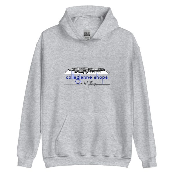 A mockup of the Collegienne Shop Ball Stores Hoodie