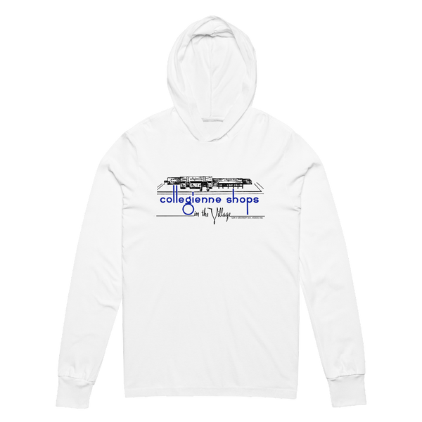 A mockup of the Collegienne Shop Ball Stores Hooded Tee