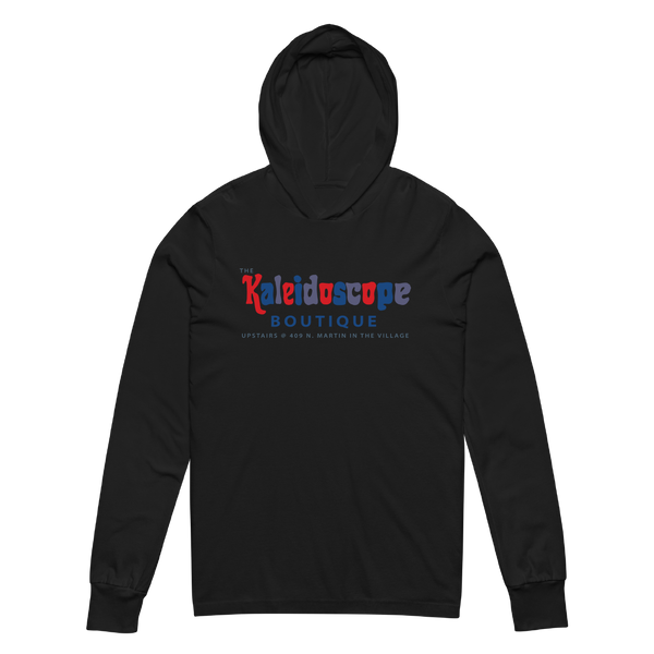 A mockup of the Kaleidoscope Boutique Hooded Tee