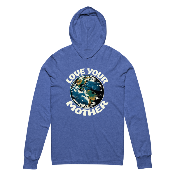 A mockup of the Love Your Mother Earth Hooded Tee