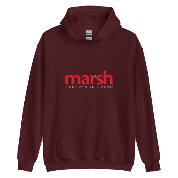 A mockup of the Marsh Supermarkets Experts in Fresh Hoodie