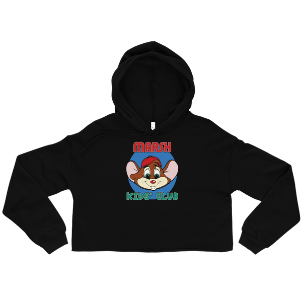 A mockup of the Marsh Kids Club Ladies Cropped Hoodie