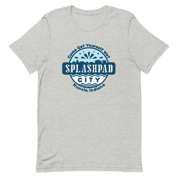 A mockup of the Splashpad City Muncie T-Shirt