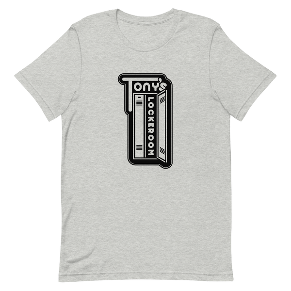 A mockup of the Tony's Lockeroom Restaurant T-Shirt