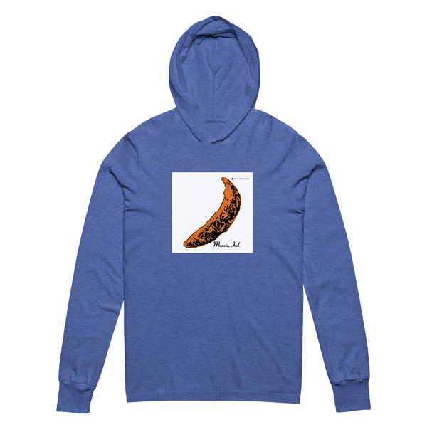 A mockup of the Velvet Udrgd Warhol Parody Chicken Tendie Muncie Hooded Tee