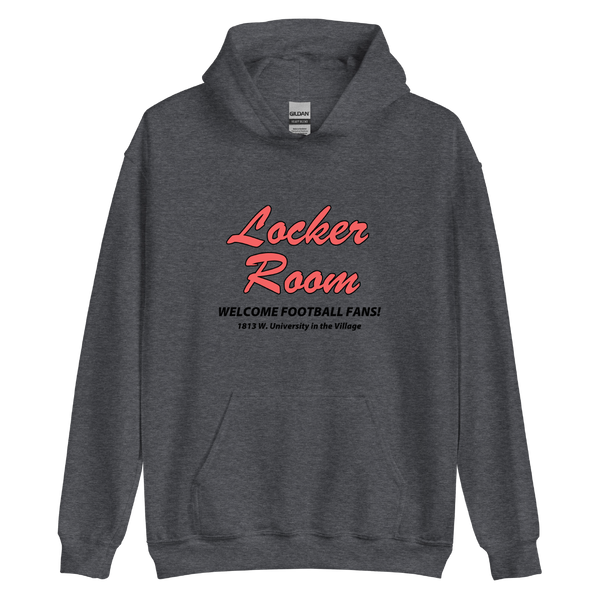 A mockup of the Locker Room Village Bar Hoodie