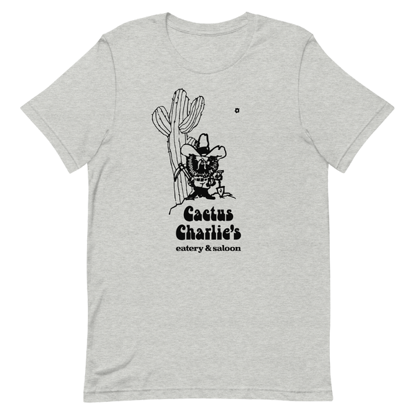 A mockup of the Cactus Charlie's Lounge T-Shirt