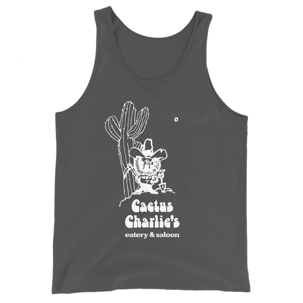 A mockup of the Cactus Charlie's Lounge Tank Top