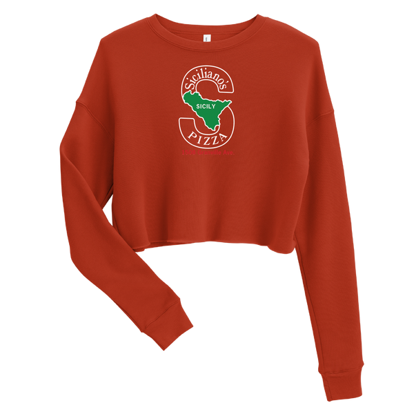 A mockup of the Siciliano's Pizza Ladies Cropped Crewneck