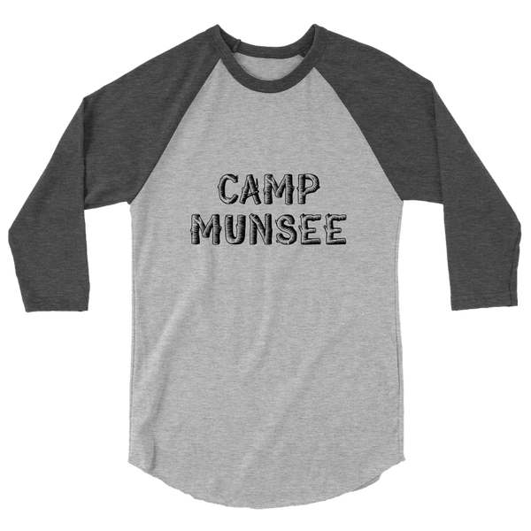 A mockup of the Camp Munsee Raglan 3/4 Sleeve