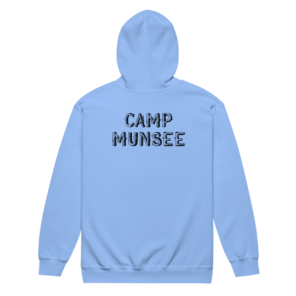 A mockup of the Camp Munsee Zipping Hoodie