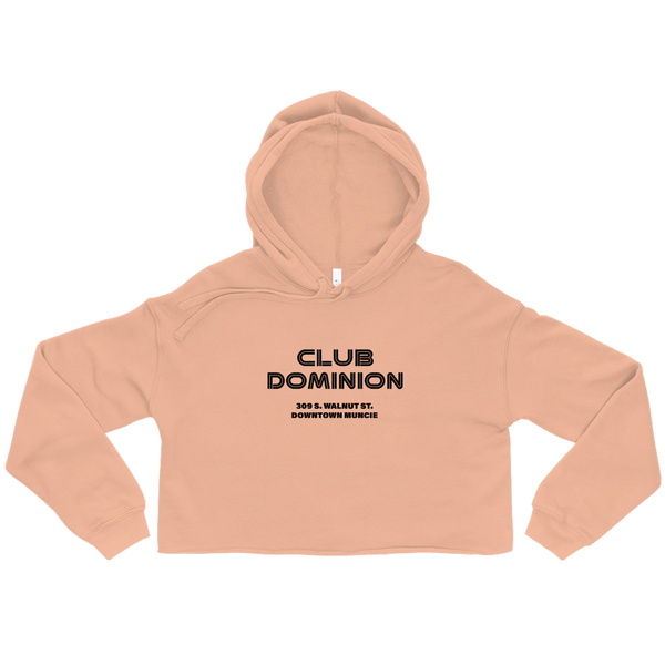 A mockup of the Club Dominion Ladies Cropped Hoodie