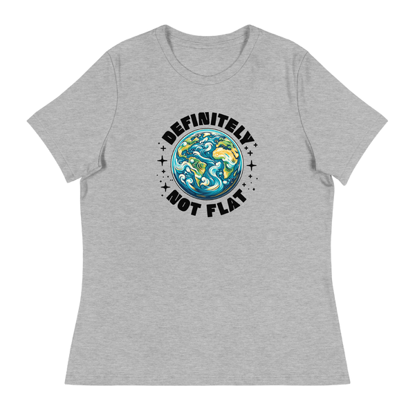 A mockup of the Definitely Not Flat Earth Ladies Tee