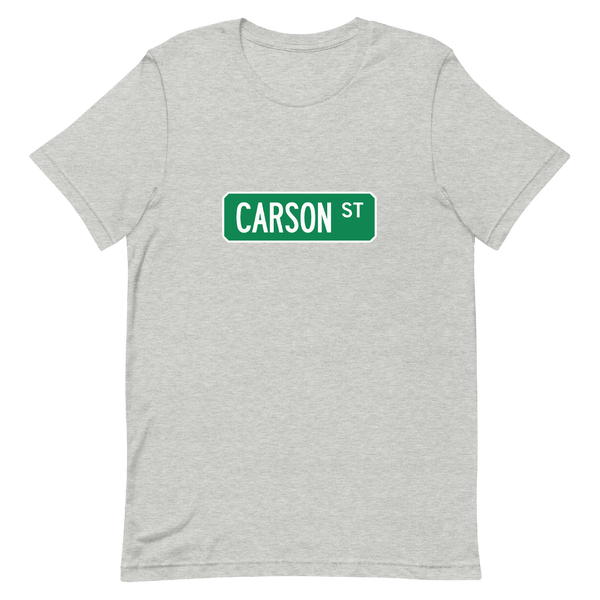 A mockup of the Carson St Street Sign Muncie T-Shirt