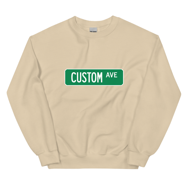 A mockup of the Custom Street Sign Muncie Crewneck