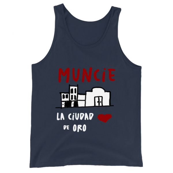 A mockup of the Ciudad de Oro Muncie Graffiti Tank Top