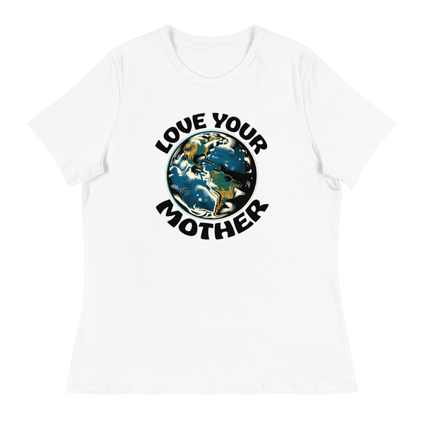 A mockup of the Love Your Mother Earth Ladies Tee