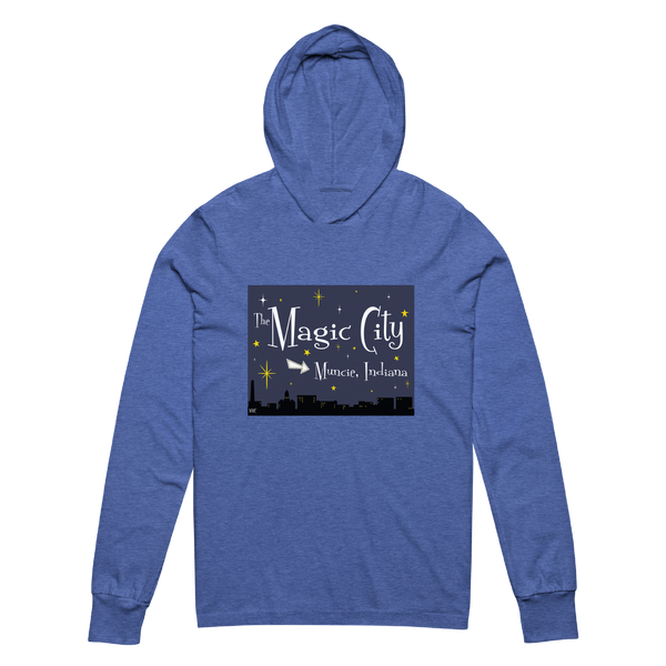 A mockup of the Magic City Muncie Hooded Tee