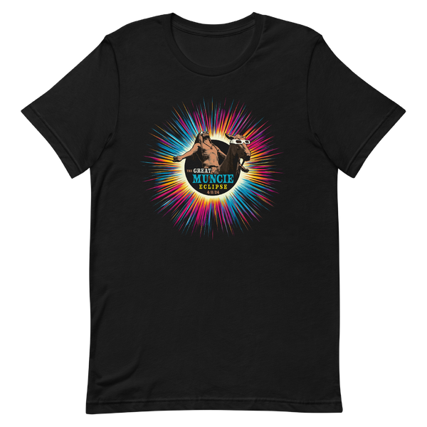 A mockup of the Great Muncie Eclipse of 2024 Appeal to the Great Spirit T-Shirt