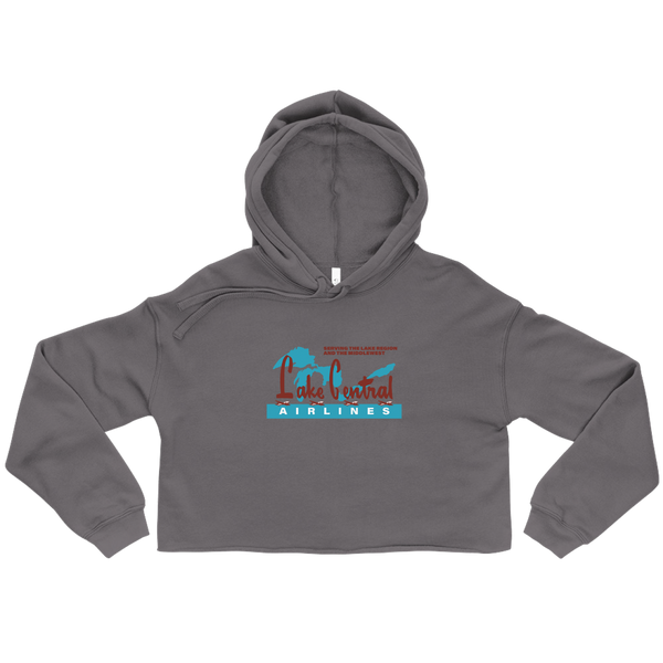 A mockup of the Lake Central Airlines Ladies Cropped Hoodie