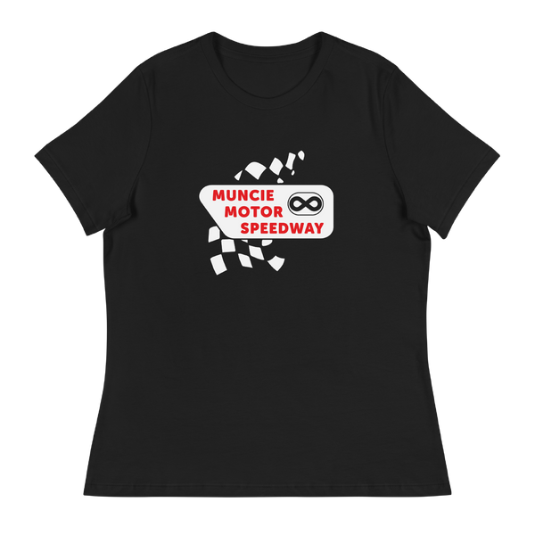 A mockup of the Muncie Motor Speedway Authentic Logo Ladies Tee