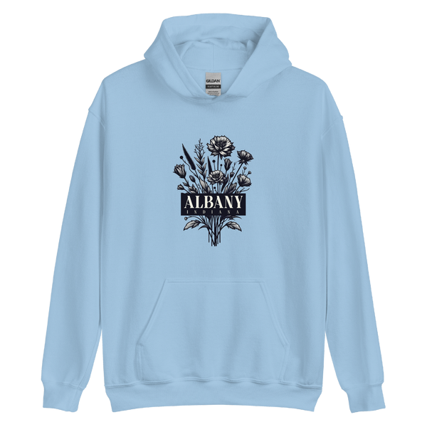 A mockup of the Albany Cottage Core Bouquet Hoodie