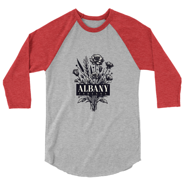 A mockup of the Albany Cottage Core Bouquet Raglan 3/4 Sleeve