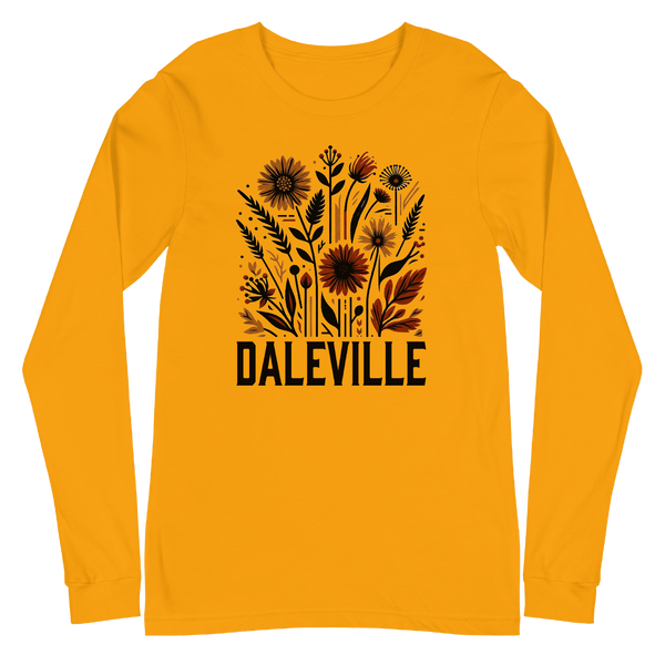 A mockup of the Daleville Cottage Core Bouquet Long Sleeve Tee