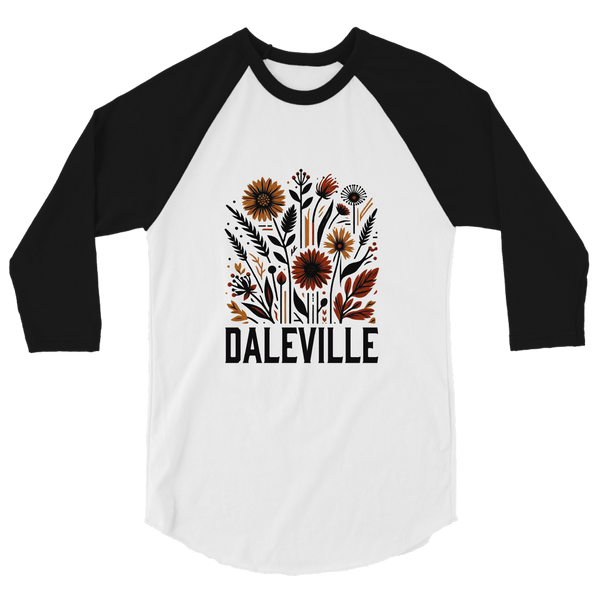 A mockup of the Daleville Cottage Core Bouquet Raglan 3/4 Sleeve