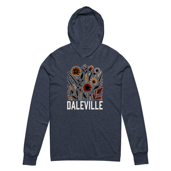 A mockup of the Daleville Cottage Core Bouquet Hooded Tee