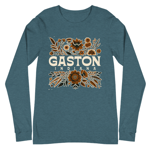 A mockup of the Gaston Cottage Core Bouquet Long Sleeve Tee