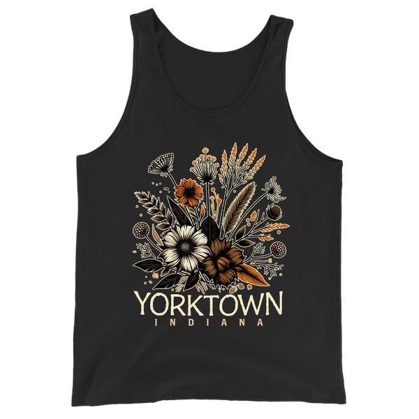 A mockup of the Yorktown Cottage Core Bouquet Tank Top