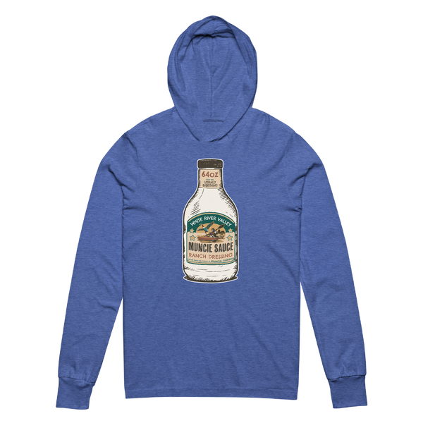 A mockup of the Ranch Dressing Parody Muncie Sauce Hooded Tee