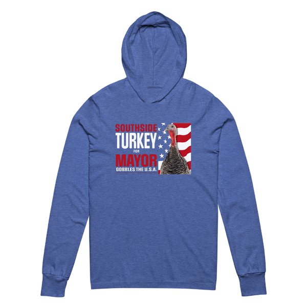 A mockup of the Southside Turkey for Mayor Hooded Tee
