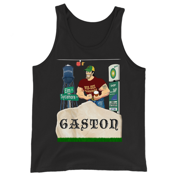 A mockup of the Gaston Gaston Parody Tank Top