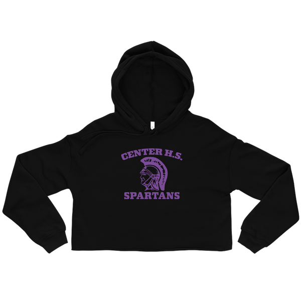A mockup of the Center High School Spartans Ladies Cropped Hoodie