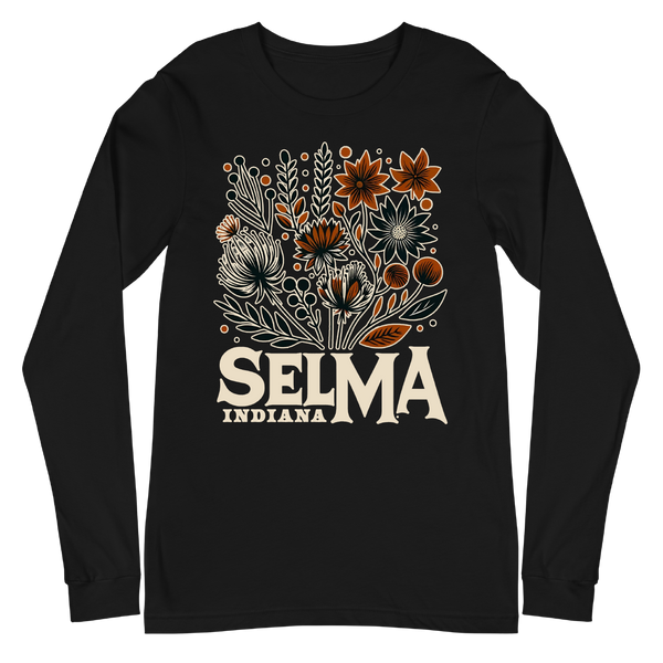 A mockup of the Selma Cottage Core Bouquet Long Sleeve Tee