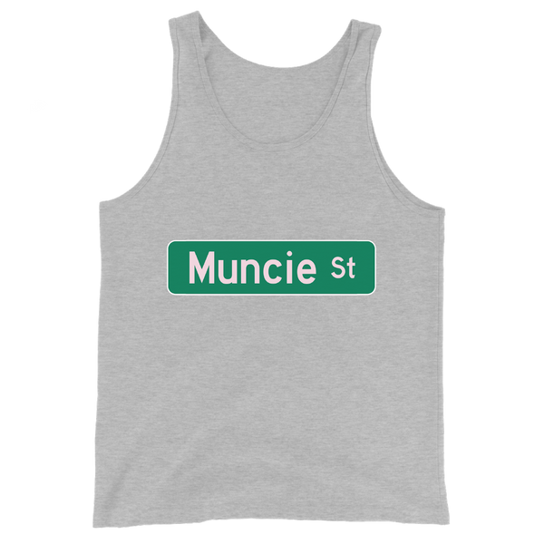 A mockup of the Muncie St Street Sign Selma Tank Top