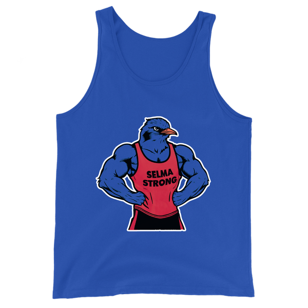 A mockup of the Selma Strong Muscular Bluebird Tank Top