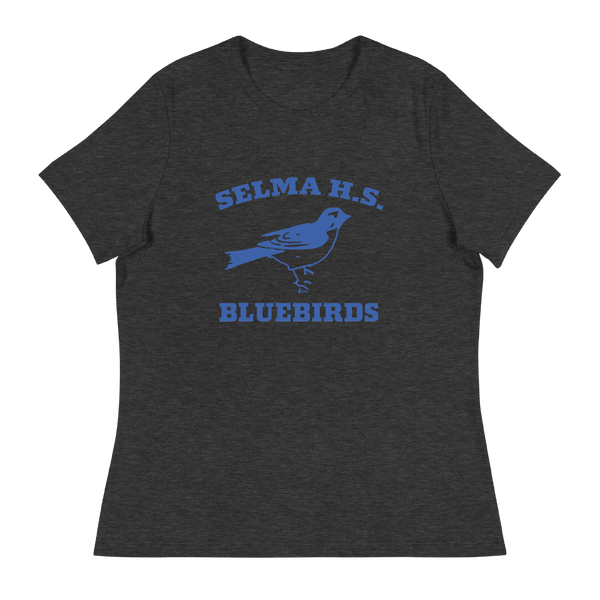 A mockup of the Selma High School Bluebirds Ladies Tee
