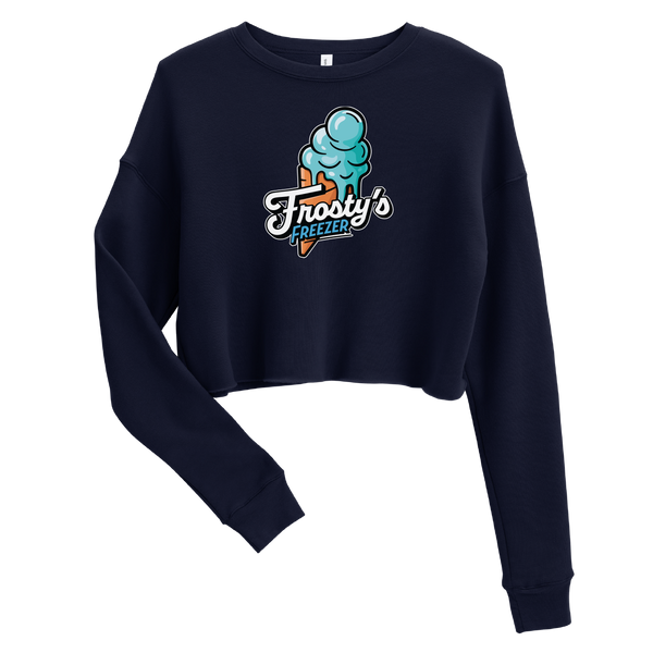 A mockup of the Frosty's Freezer Selma Ladies Cropped Crewneck