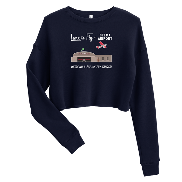 A mockup of the Selma Airport Ladies Cropped Crewneck