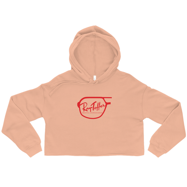 A mockup of the Ray Toffer Rayban Parody Ladies Cropped Hoodie