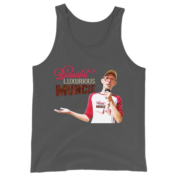 A mockup of the Ray Toffer's Endless Loop of Self Promotion Tank Top