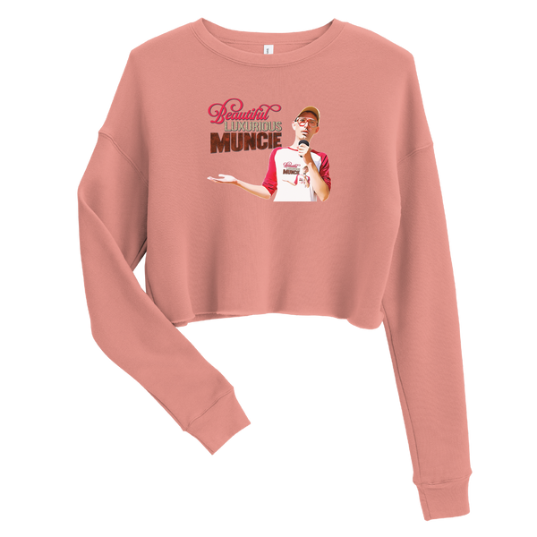 A mockup of the Ray Toffer's Endless Loop of Self Promotion Ladies Cropped Crewneck
