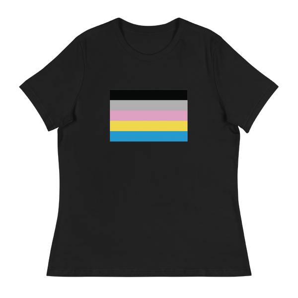 A mockup of the Polygender Pride Flag Ladies Tee