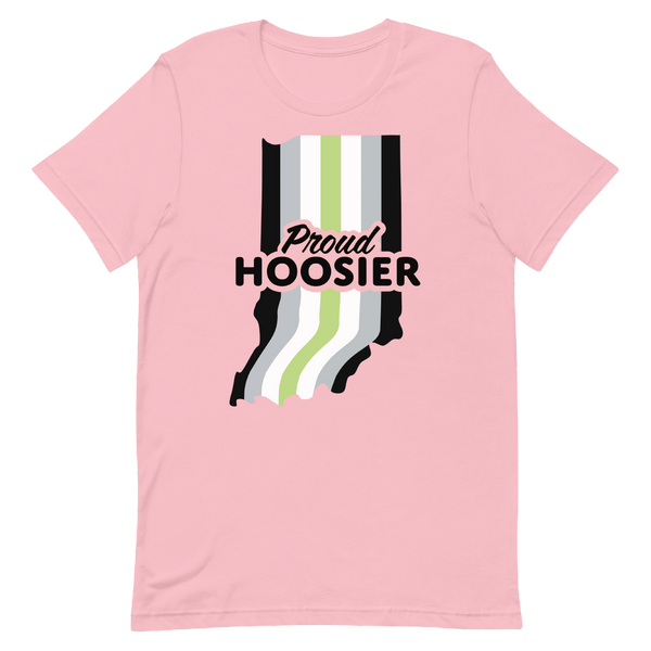 A mockup of the Proud Hoosier Agender T-Shirt