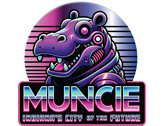 Pruple Hippo Robot Muncie City of the Future