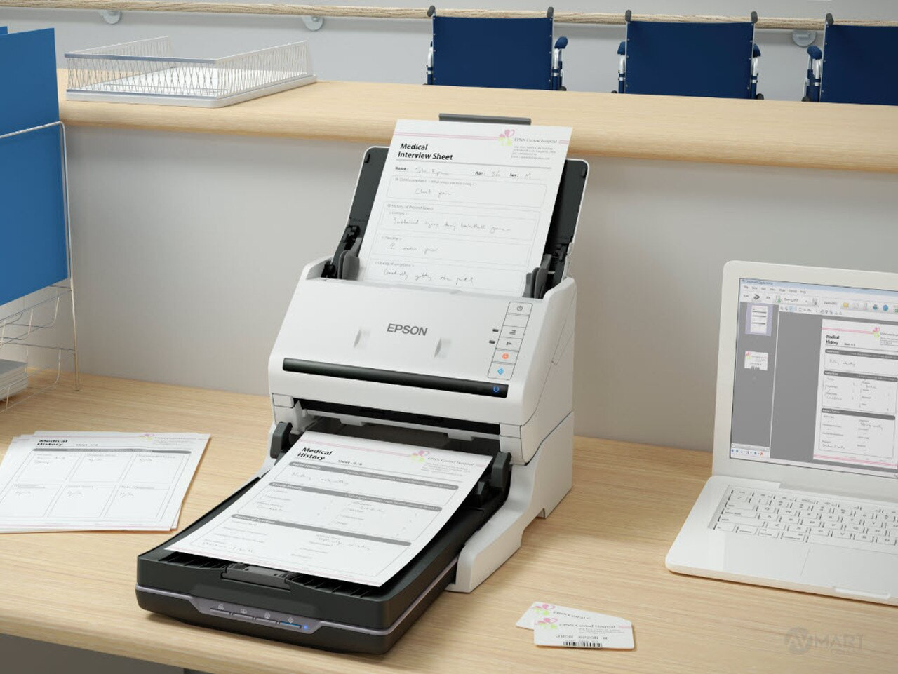 Epson WorkForce DS-530II Scanner de documents Recto-verso A4 et A3 plié  recomposé