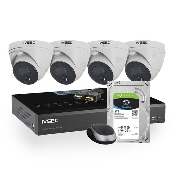 IVSEC IVK-50E Security Camera Kit - Inc 4x 8MP NC323XD Cameras, NR308XC NVR, 2TB HDD
